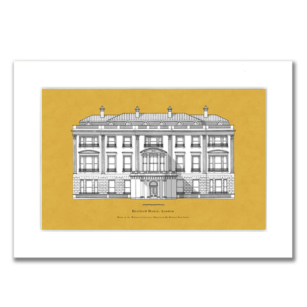 Hertford House Mustard Mounted Print by Michael Paul Lewis