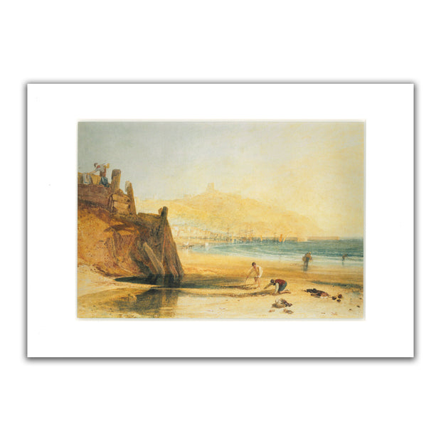 Scarborough Castle: Boys Crab Fishing A3 Mounted Print