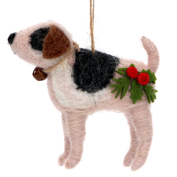 Dog with Bell and Holly - Decoration