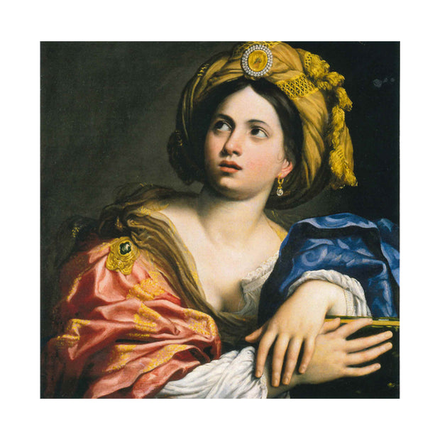 a reproduction of the painting, A Sibyl by Domenichino, as a greetings card