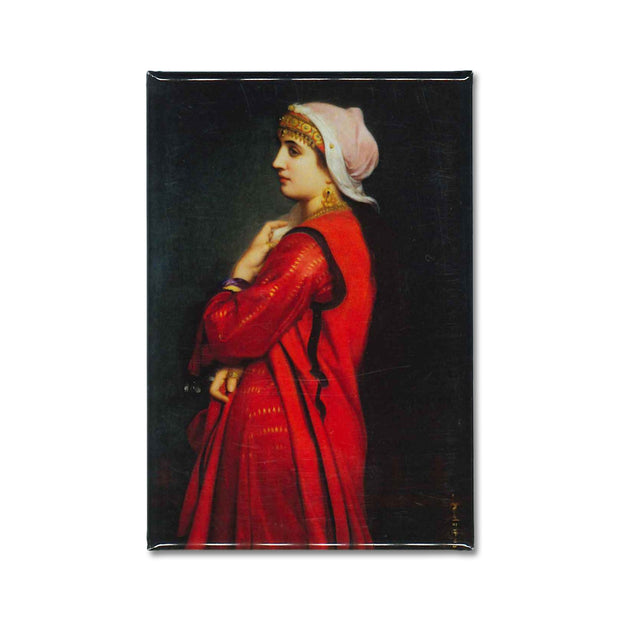 The painting, an Armenian Woman by Charles Landelle on a fridge magnet
