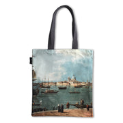 Venice: the Bacino di San Marco from San Giorgio Maggiore, a painting by Canaletto printed onto a tote bag