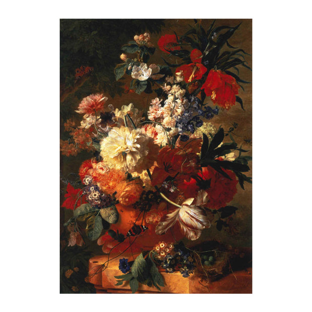 Greetings card cover design with Jan van Huysum's still life, Flowers in a Vase
