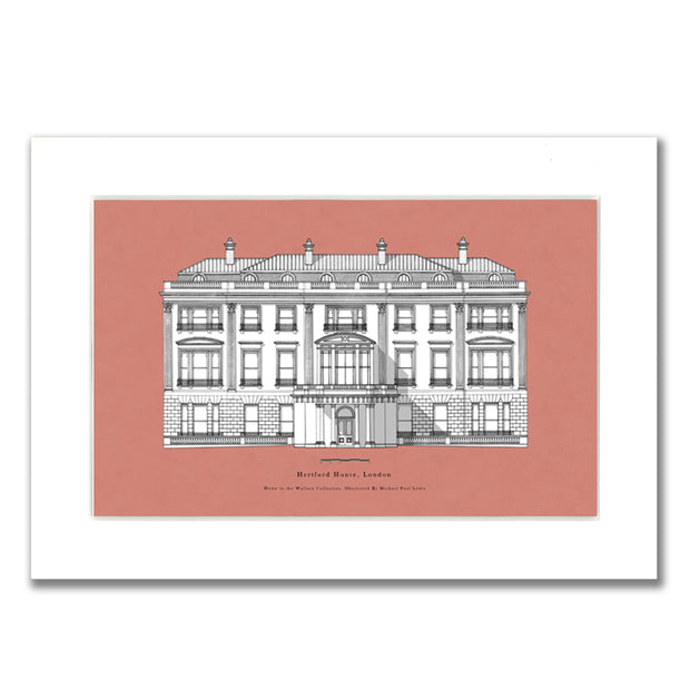 Hertford House Peach Mounted Print by Michael Paul Lewis