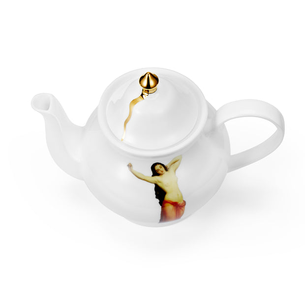 The Temptation Collection, Small Teapot by Melody Rose for the Wallace Collectio. Overhead view. Made in the UK, fine bone china with hand gilding.