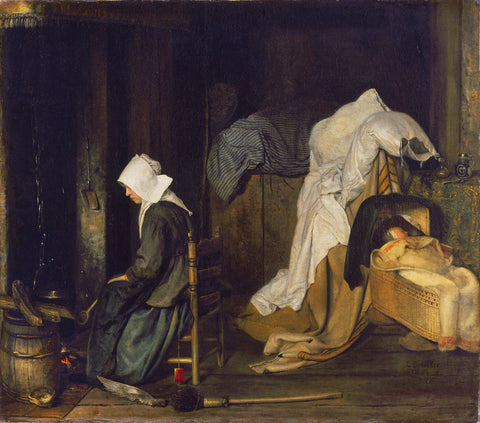 Interior with Woman Cooking print
