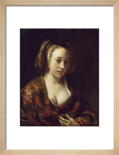 Young Woman in a Brocade Gown print