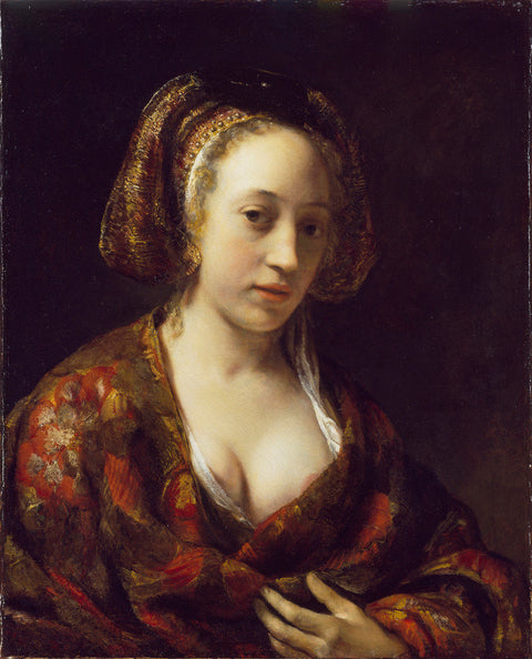 Young Woman in a Brocade Gown print